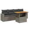 5-teiliges Gartensofa-Set mit Kissen Poly-Rattan Grau