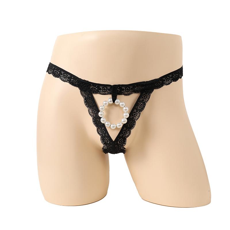 Men's Stretch Panties Pearl Hollow Lace Triangle Sex Underwear Men's Sex Panties