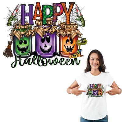 Happy Halloween Patches für Kleidung Thermoaufkleber T-Shirt Parches Ropa Hoodies DIY Wärmepresse Applizierte Abziehbilder Drucken