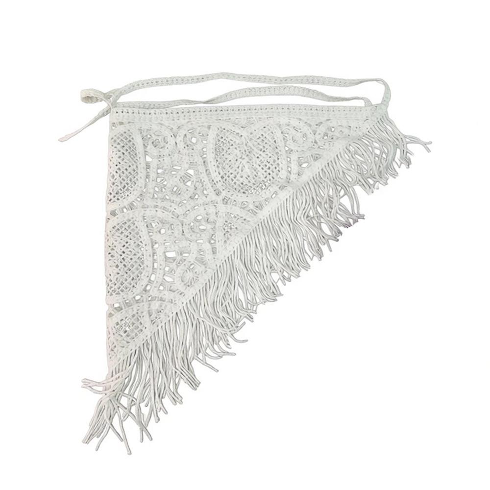 

Hollowing Out Triangle Back Flap Bohemian Triangular Scarf Tie Straps Tassel Waistbelt Photo Props белый