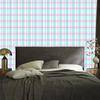 Pink and blue checkered wallpaper, celadon, white and powder pink, 50x1000