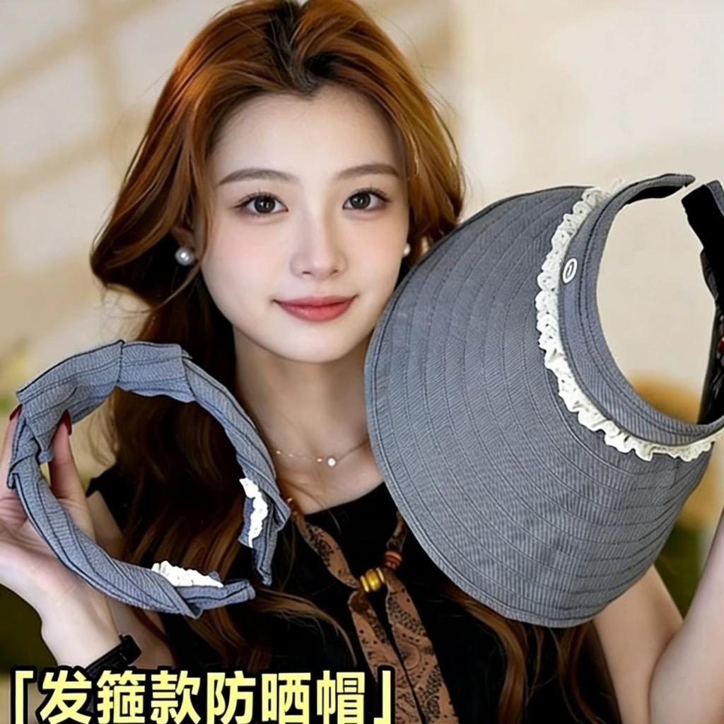 Spring and summer striped bucket hat women's foldable new long sunscreen hat fashion basin hat big head circumference sun hat