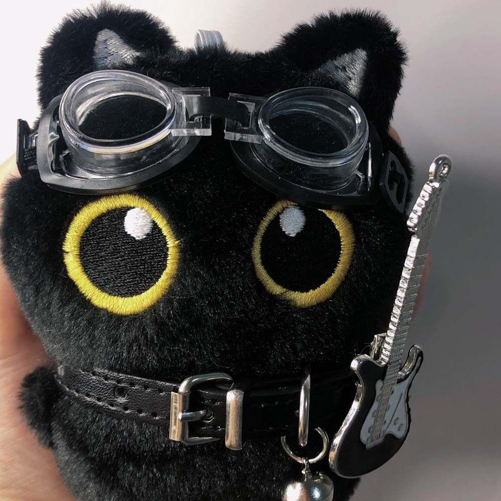 Punk Rock Black Cat Plushies Stuffed Doll Cat Pendant Kid Gift Cat Plush Keychain  Boy Girl
