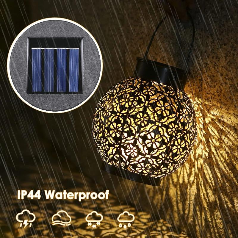 Solar Outdoor Lights Decor for Table Patio Garden Yard Solar Lantern Outdoor Waterproof Hanging Metal Decorative Garden Lights Christmas