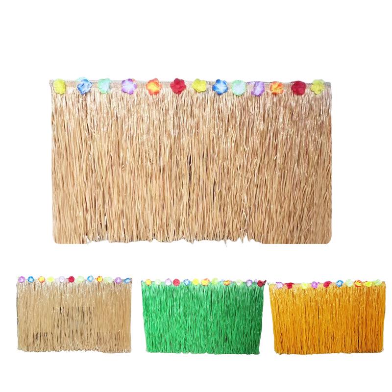 Hawaii Hula Table Skirt - Festival Party Decoration with Plastic Tassels