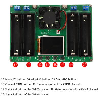 4-Kanal 18650 Lithium-Akku Kapazitätstester Modul Digitaler 18650 Akku Strom Detektor Tester Modul Typ-C Schnittstelle