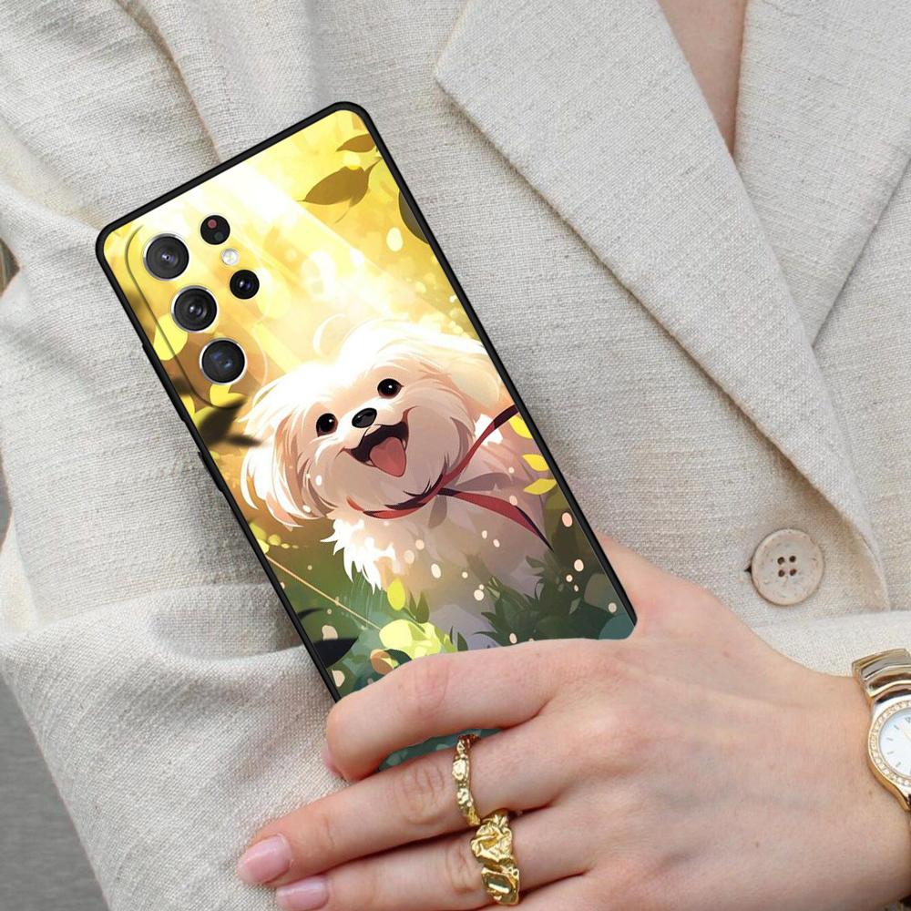 Cartoon Maltese Dog Cell Phone Case for Samsung Galaxy S26 Ultra S25 S24 S23 S22 S21 S20 Note10 Cover