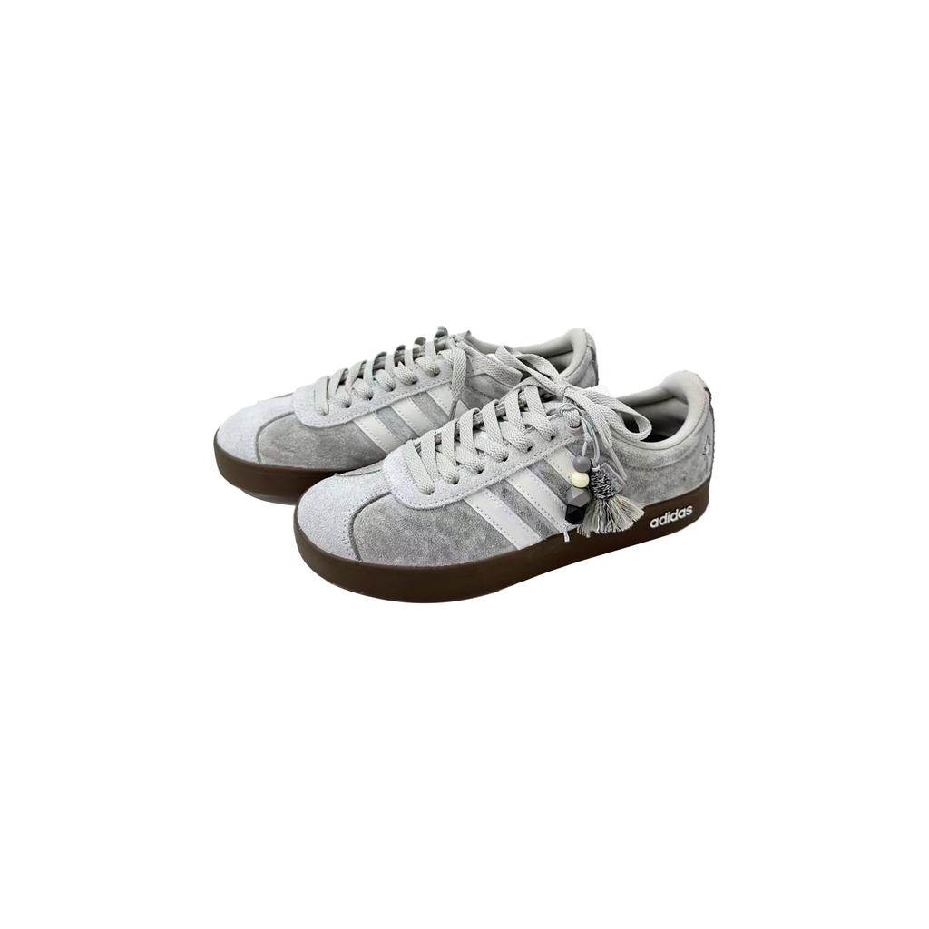 Adidas VL COURT 2.0 Gray Track, Classic And Versatile Low top Skateboard Shoes Unisex Gray White HQ1802(Team1230-)