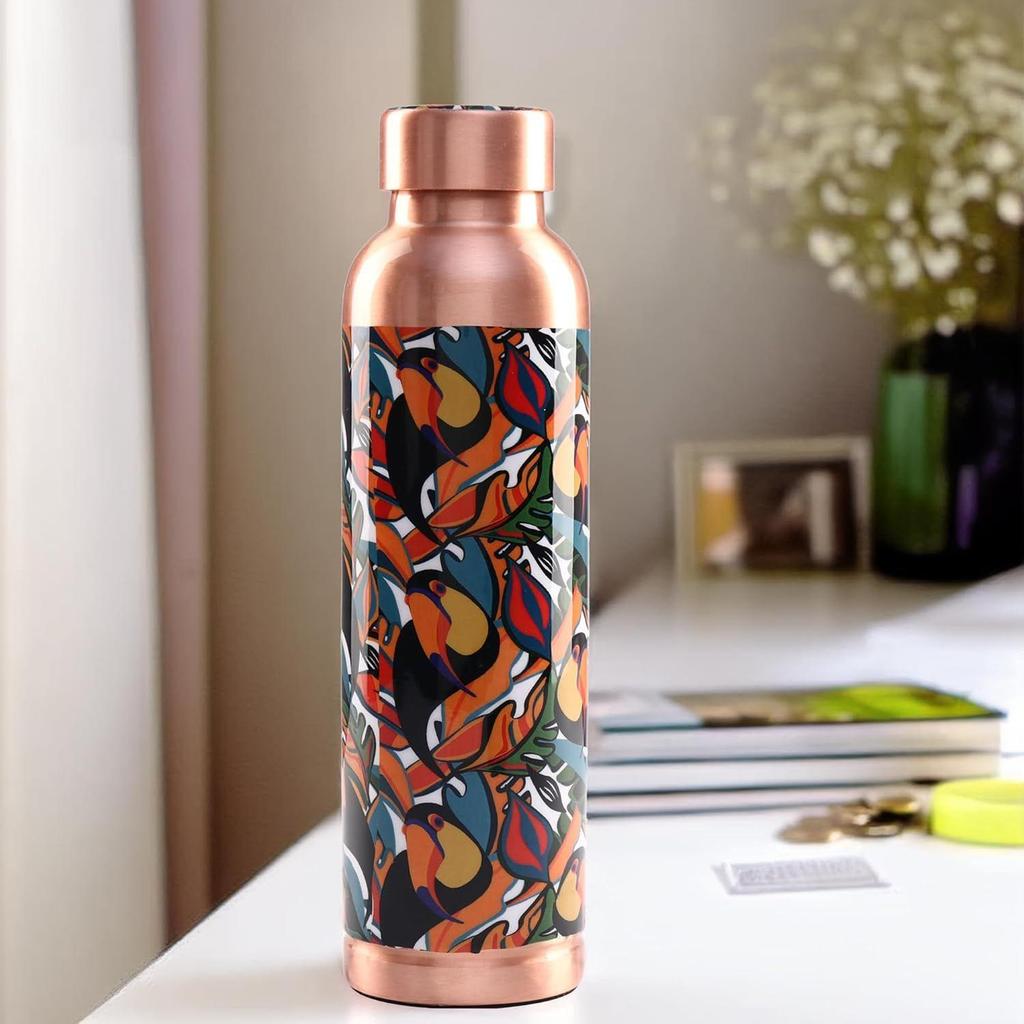 Home Copper Water Bottle 950ml | Designer Leakproof Eco-Friendly Immunity Boosting Non-Toxic BPA Free | Kids Drinkware & Storage