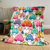 Colorful Smiling Mushrooms Pattern Patterned Blanket, Flannel, Suitable for All Seasons, Home Decor, Warm and Cozy