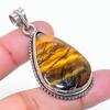 Natural Tiger Eye Gemstone Handmade 925 Sterling Silver Pendant 1.97" AP-15478