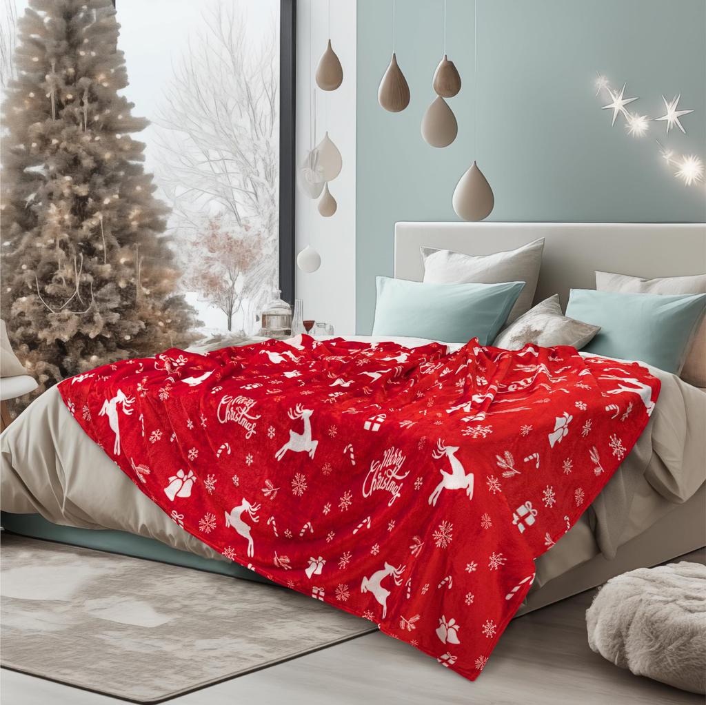 Christmas Blanket Soft Flannel Warm Plush Holiday Decoration Blanket Winter Comfortable Sofa Blanket S135