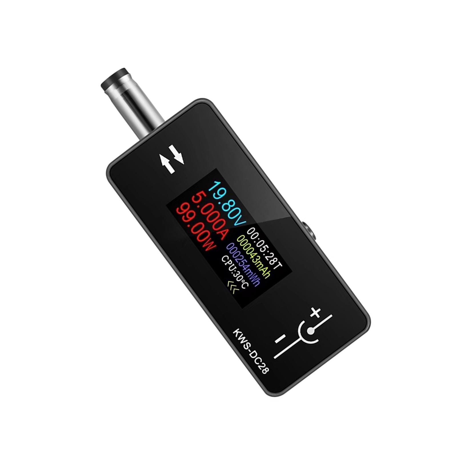 

DC Voltage Ammeter 0.96 inch Color Display DC 5.5x2.5 Interface Tester DC Power Meter 4-30V 0-12A 0-360W Digital Tester