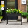 Raised Garden Bed Elevated Planter Metal Plant Box with Legs Standing Garden Stand Drainage Holes Frosted Black