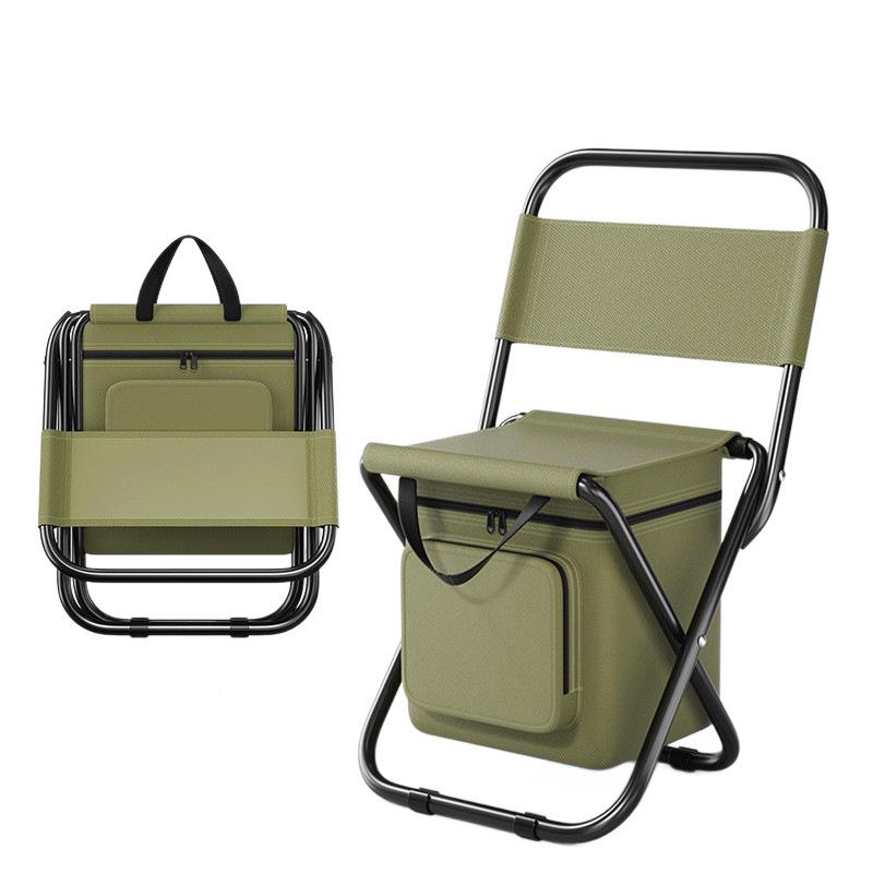 Multi-functional Camping Chair: Insulated Cooler Bag, Folding Stool with Backrest & Handle, Add Logo