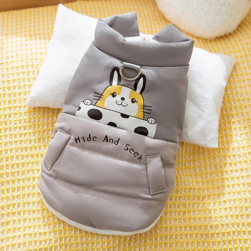 

Pet vest small dog teddy than bear thickened warm autumn and winter hairless cat cotton coat puppy dog clothes L (recommended weight 8-5.5 kg)