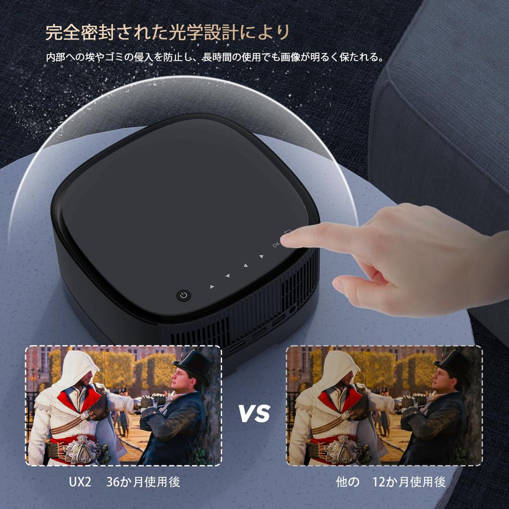 Limited Edition UX2 Black Compact Projector for Home Ceiling 800 Rotating Motorized Bidirectional Ceiling Connects To DVD and Warranty Use,