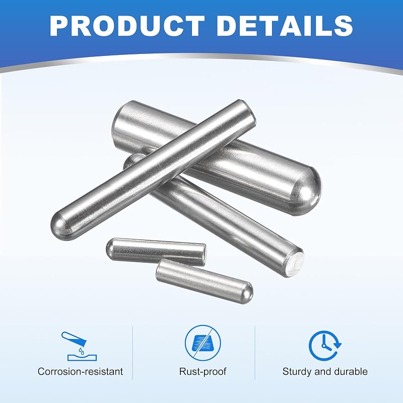 Uxcell 30pcs Dowel Pins for Shelf Brackets, 3.5mm Diameter, 30mm Length, 304 Stainless Steel, Cylindrical Dowel Pins, Shelf Support Pins, Furniture