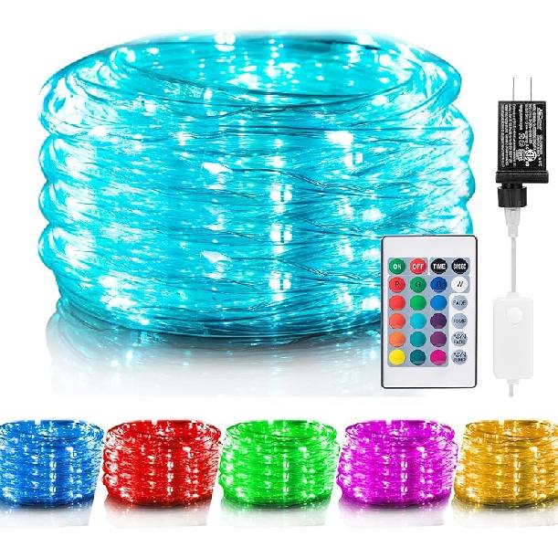 Minetom Color Changing Rope Lights Outdoor - 66ft 200 LED Halloween String Lights with Remote,18 Colors Connectable Rope Lights,Twinkle Halloween 33 Feet Not Connetable