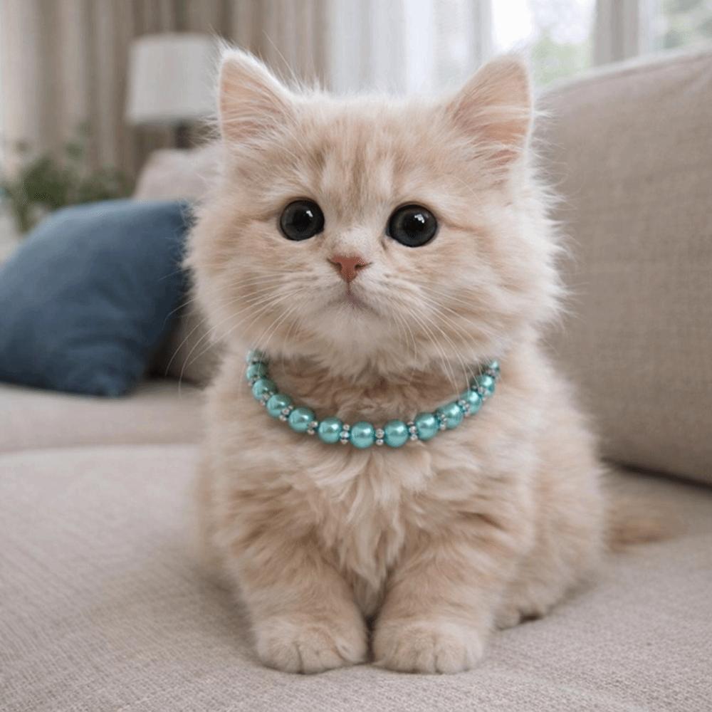 Bling Pet Pearl Necklace Simulated Pearl Pet Simulated Pearl Collar Cat Princess Collars  Outdoor