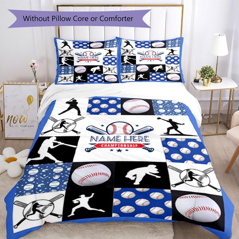Play Ball Customize Your Name Bedding Set Breathable Duvet Cover With Pillowcases Decorative Bed Linen For Bedroom Home Decoration Birthday Gift