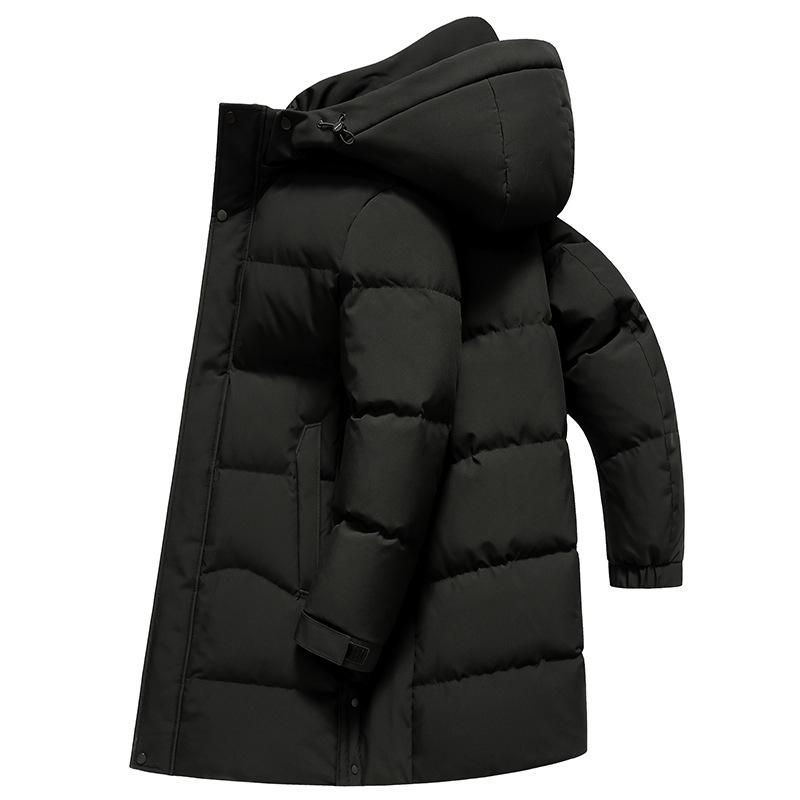 Pánská dlouhá péřová bunda středního věku business casual s kapucí zateplená péřová bunda odolná proti chladu pánská bunda péřová bunda pánská