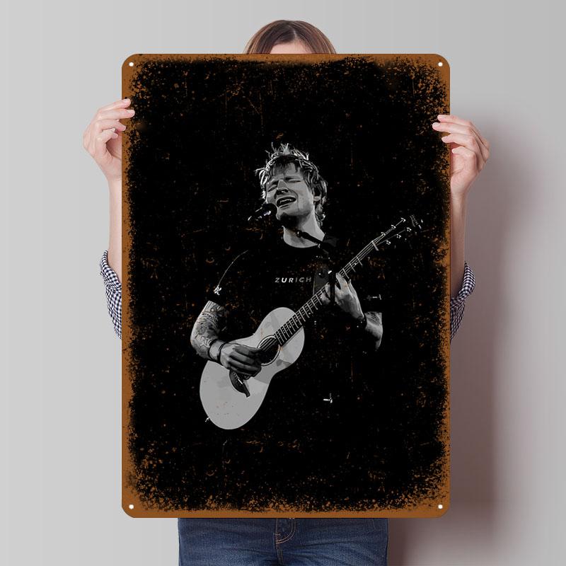 

Металлические таблички с концерта Эда Ширана, постер с гитарой, эстетический декор комнаты, мужская, на заказ, жестяная табличка для настенного декора, искусство муралов 7.9x11.8In(20x30cm)