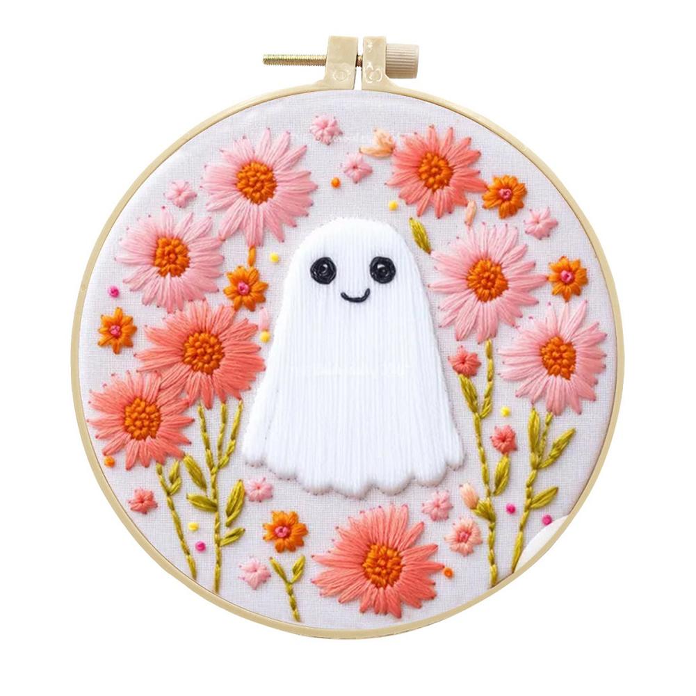 Halloween Embroidery Kit with Instructions Ghost & Gothic Stamped Cross Stitch Kits Needlepoint Kit for Adults & Beginners