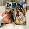 Ferghana Horse Animal Plating Phone Case For Iphone 16 17 Pro Max Air 16E 14 15 Plus 12 13 Mini Anti-Fall Airabag Cover
