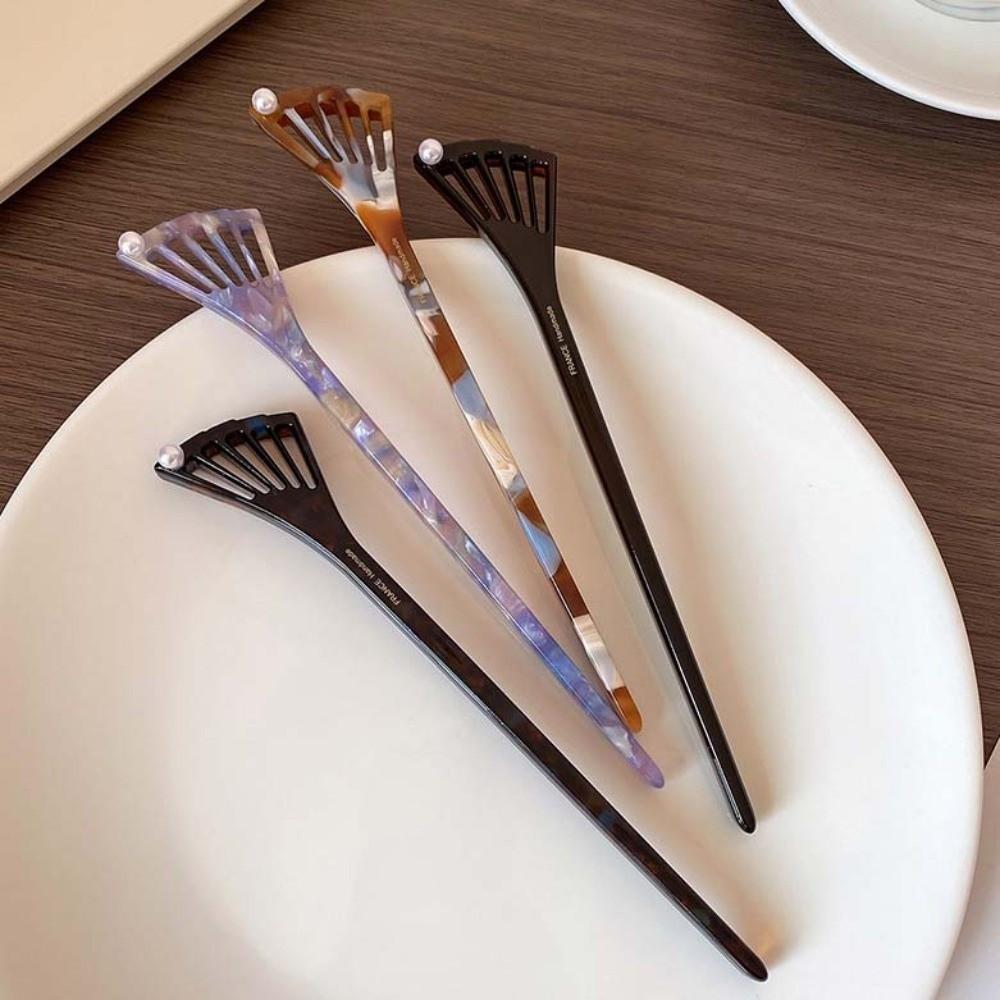 Modern Hanfu Style Acetate Hair Forks Headwear Fan-Shaped Hair Pin Acetic Acid Hair Stick  Girls