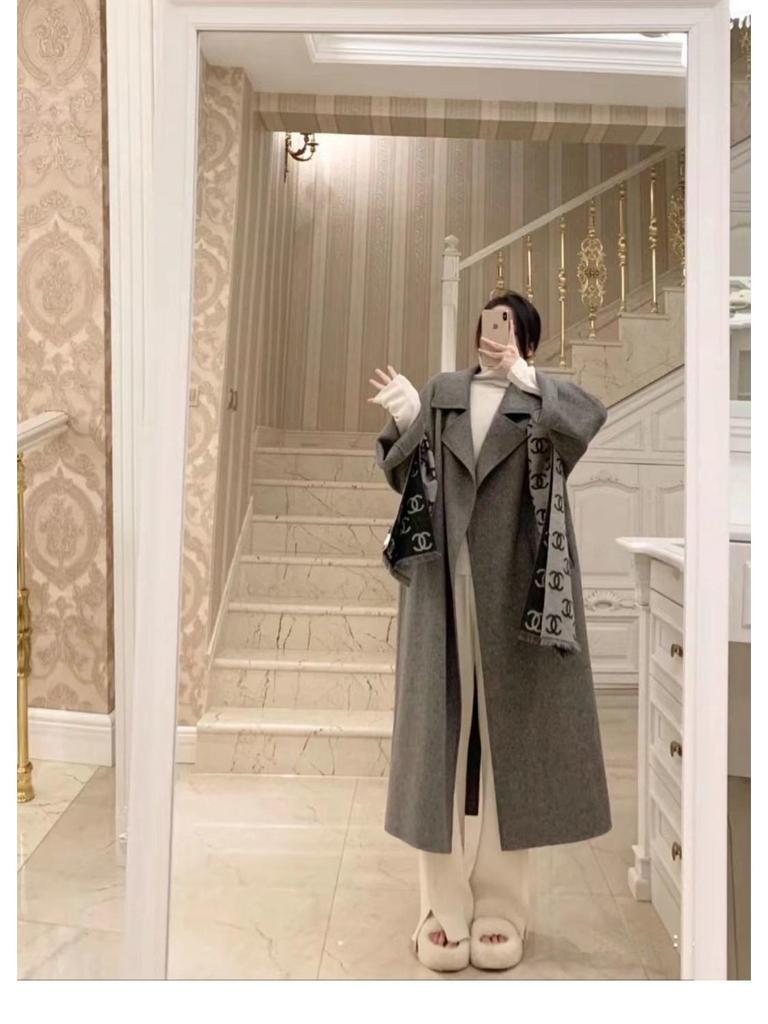 Women's Popular Off-White Mid-Length Wool Coat - Autumn/Winter Korean Style 2023.