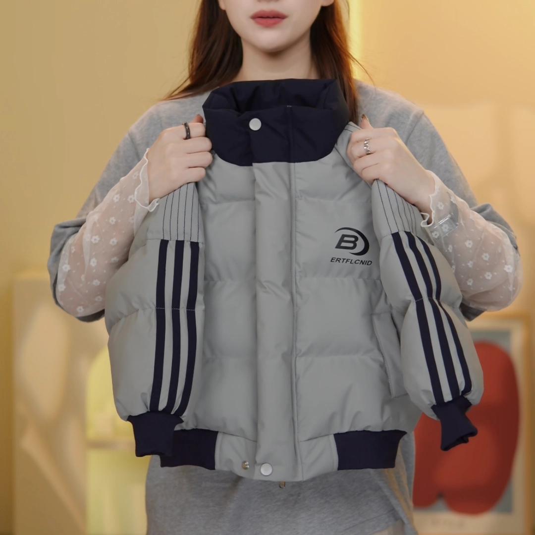 

Мальчиковая хлопковая зимняя куртка в корейском стиле 2025 года с цветными блоками: Теплая, Плотная и Модная Верхняя Одежда. 100