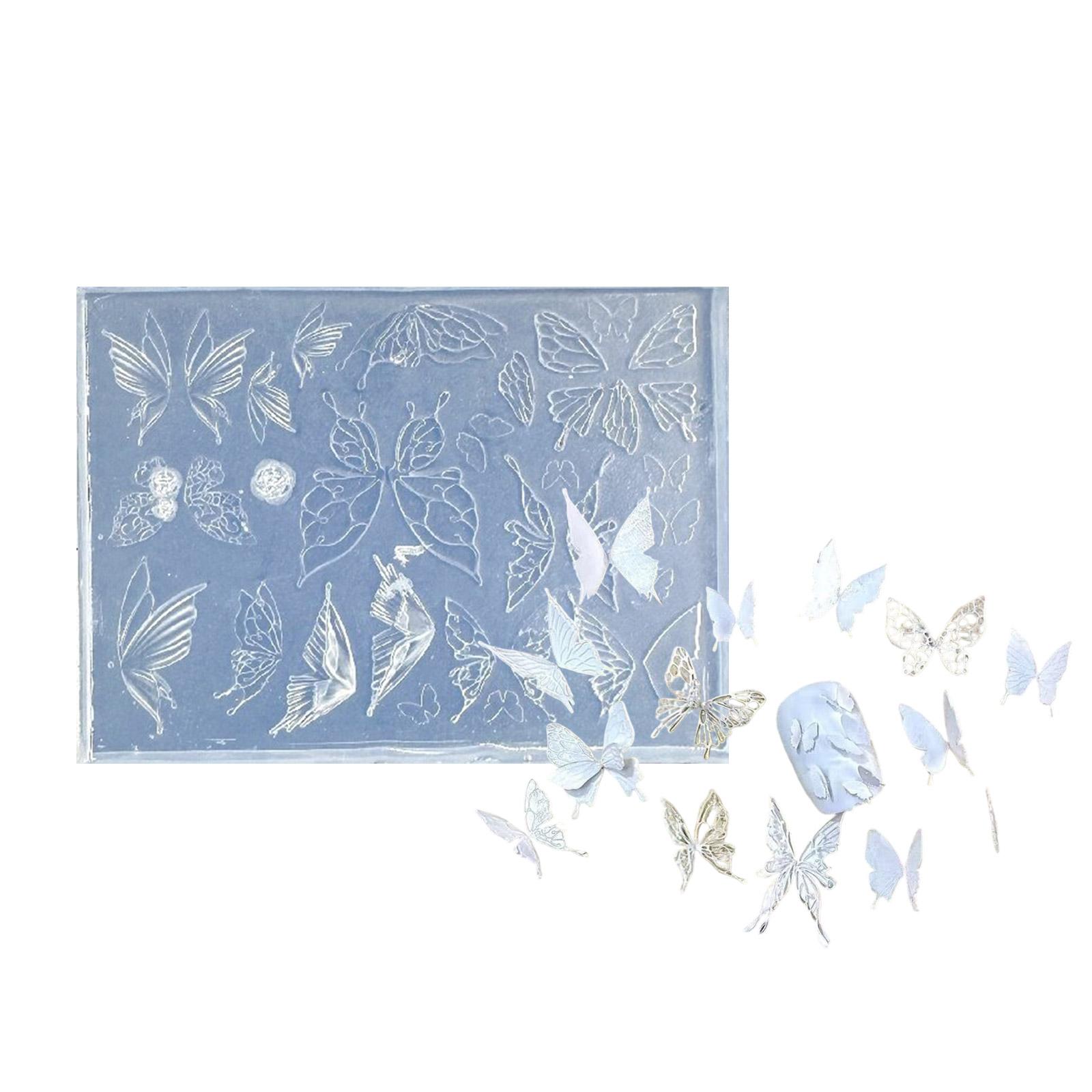 

Nail Art Silicone Stamp Mold for Party and Salon Butterfly Shaped Manicure Mould Embossed Nail Stencils for Women Girls