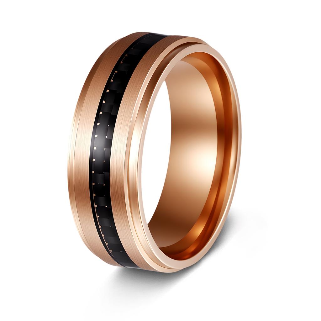 European and American New Two-step Carbon Fiber Men's Ring Popular Jewelry