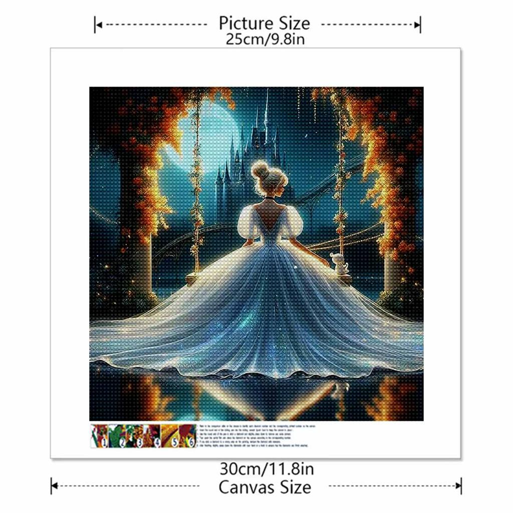 5D DIY Diamond Painting Decorative Princess Swings Full Round Drill Scenery Diamond Embroidery Cross Stitch Kits Home Decor Gift