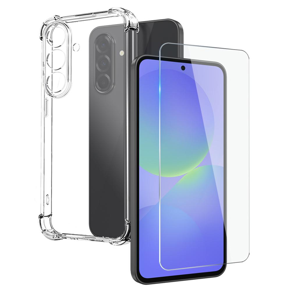 NORTHJO For Samsung Galaxy A36 5G Clear Phone Case Four Corner Shockproof TPU Cover with Tempered Glass