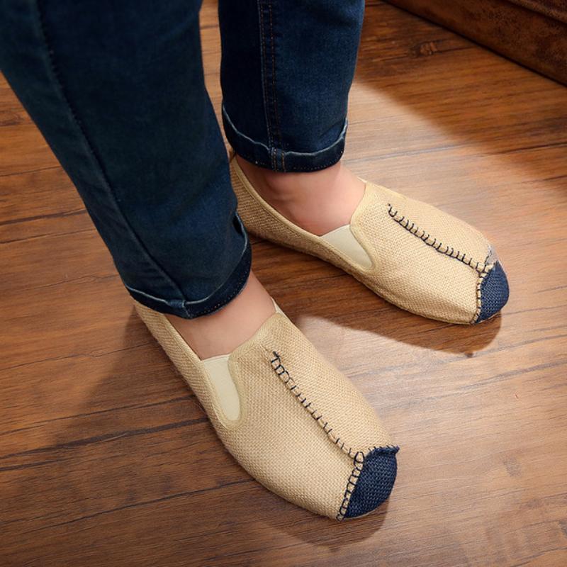 Men's Chinese Style Linen Shoes  Men's Linen-soled Beef Tendon Soft-soled Pedal Casual Shoes, Peas Shoes