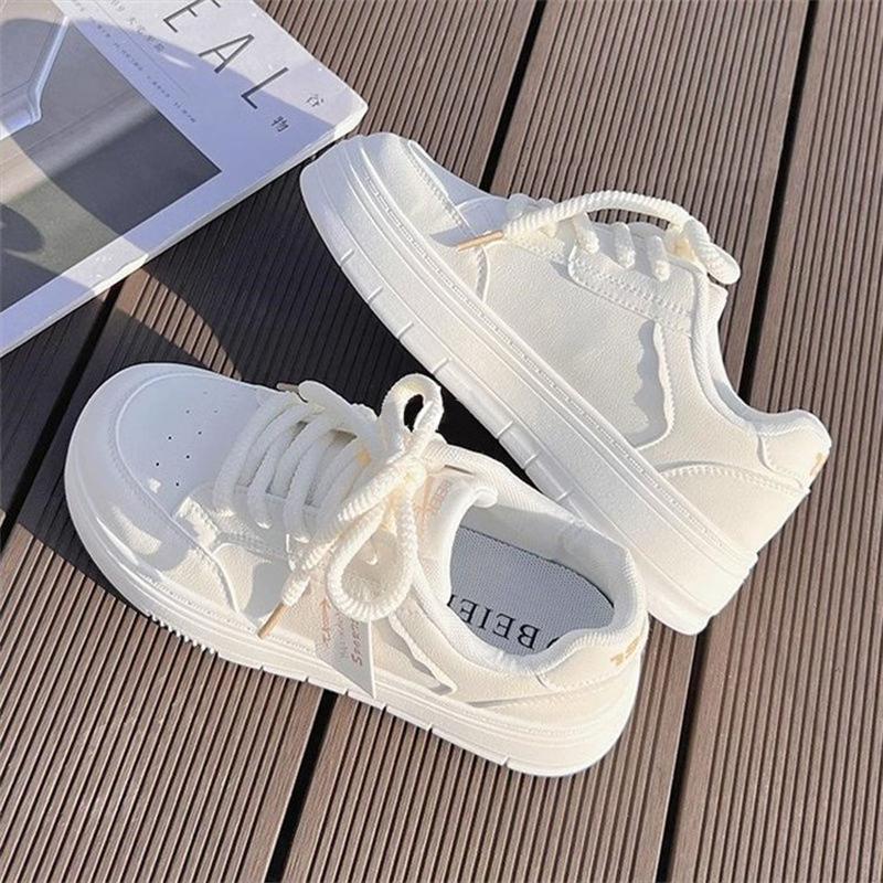Fashion Platform Sneakers For Women Fashion White Sneaker Tennis Shoes Casual Low Top Leather Non Slip Sneakers