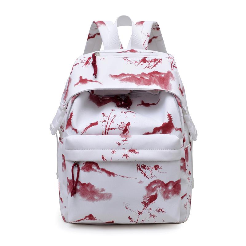 

Новый китайский стиль, рюкзак с принтом тушью в древнем стиле, школьная сумка для студентки, литературный, легкий, повседневный, дорожный рюкзак large