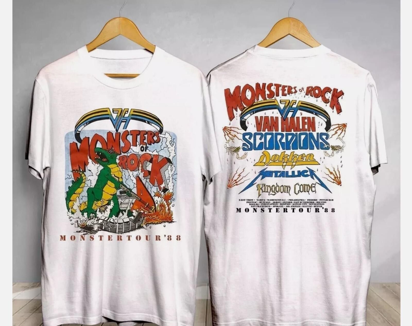 

26 Винтажная футболка с туром Monsters of Rock 1988 года Тур Хейлен Ван Подарок Фанатам Унисекс Футболка XXXL
