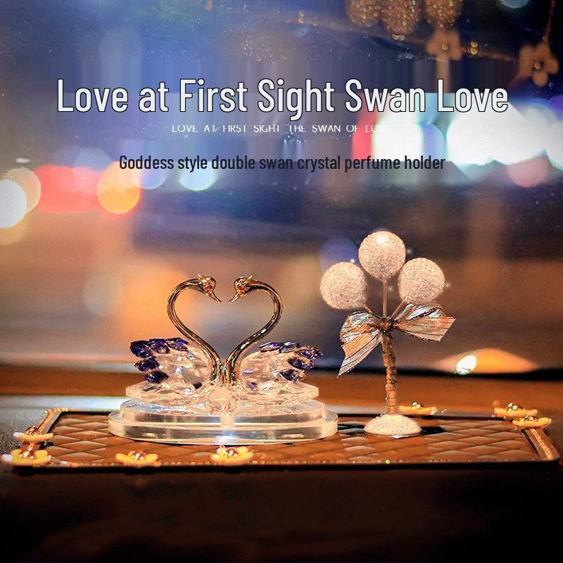 Luxury Crystal Swan Car Perfume Set for Women - Elegant Interior Decoration