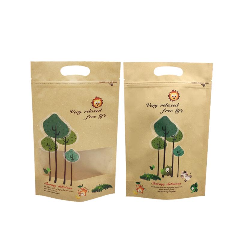 Kraft Paper Self-Standing Snack Biscuit Meat Jerky Pet Food Packaging Bag