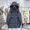 New Down Jacket Women's Medium and Long Hooded Thickened Loose Simple White Duck Down Versatile Jacket Tide