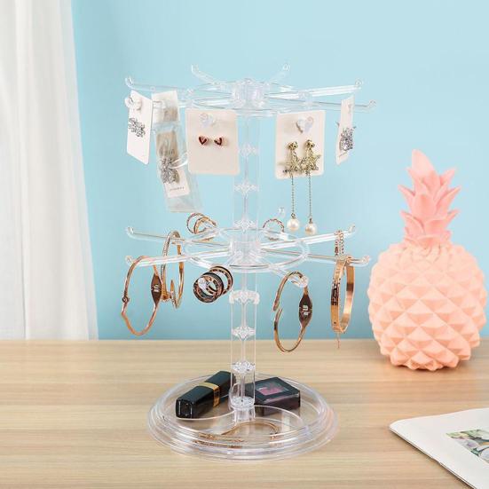 Save Space PP Plastic Creative Universal Earrings Necklace Bracelet Pendant Display Stand Rotating Jewelry Organizer