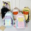 middle school student schoolbag, women's new contrasting color waterproof, ultra-light large-capacity lightweight high school backpack