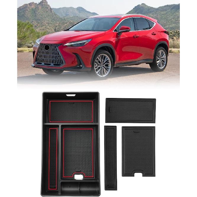 

Органайзер для центральной консоли FIILINES, совместимый с Lexus NX 250/NX 350/NX 350h/NX 450h + 2022, 2023, 2024 годов, ящик для хранения в подлокотнике, лоток для вставки консоли из АБС-пластика 2021-2024 Kia K5