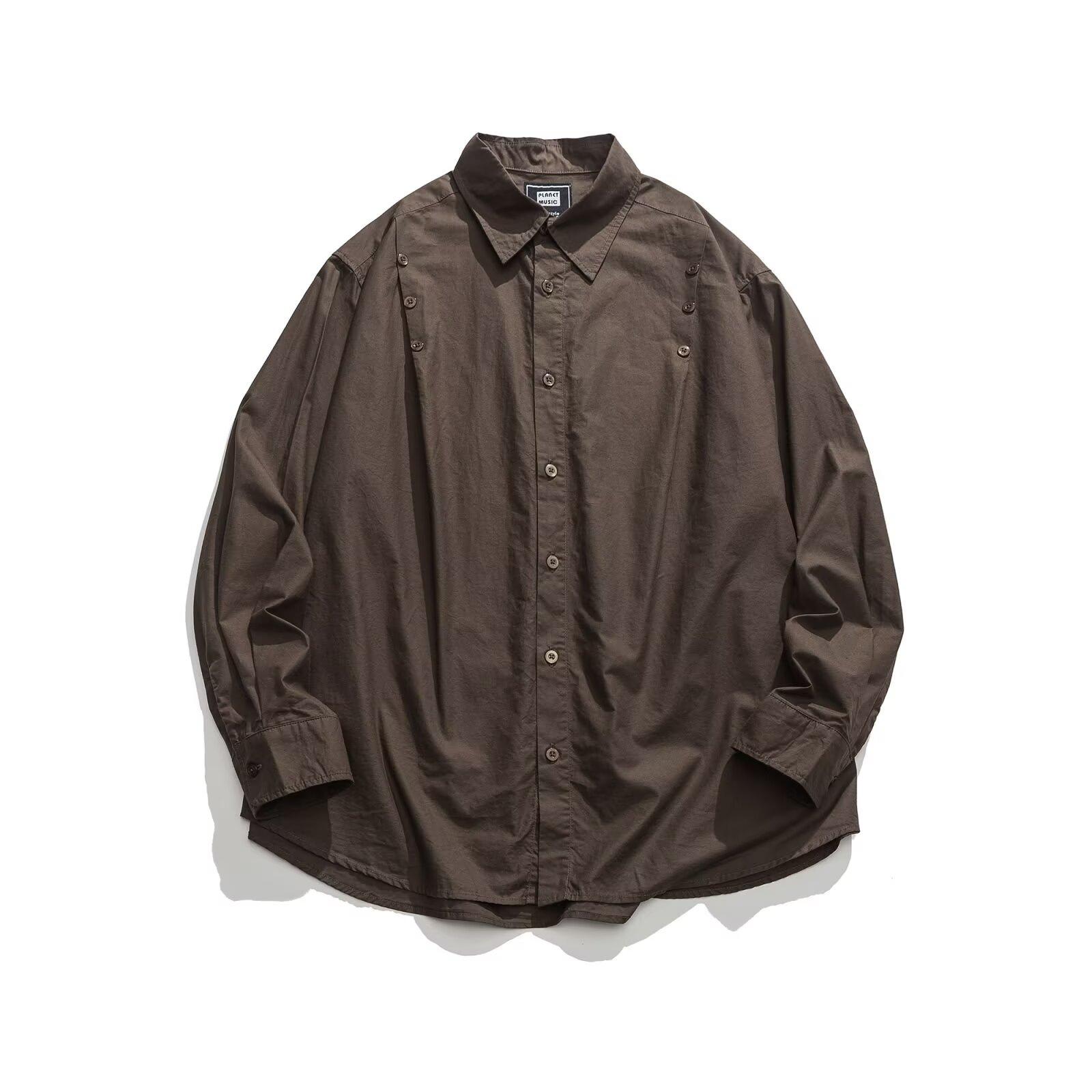 

2024 Комбинезон с длинным рукавом, рубашка в японском стиле в гонконгском стиле, свободная рубашка для мальчиков, летнее модное универсальное повседневное пальто L серый