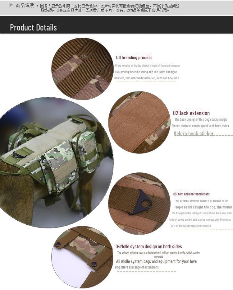 Kamizelka taktyczna dla psów w kamuflażu dla średnich i dużych psów – nylonowy kombinezon do użytku na zewnątrz