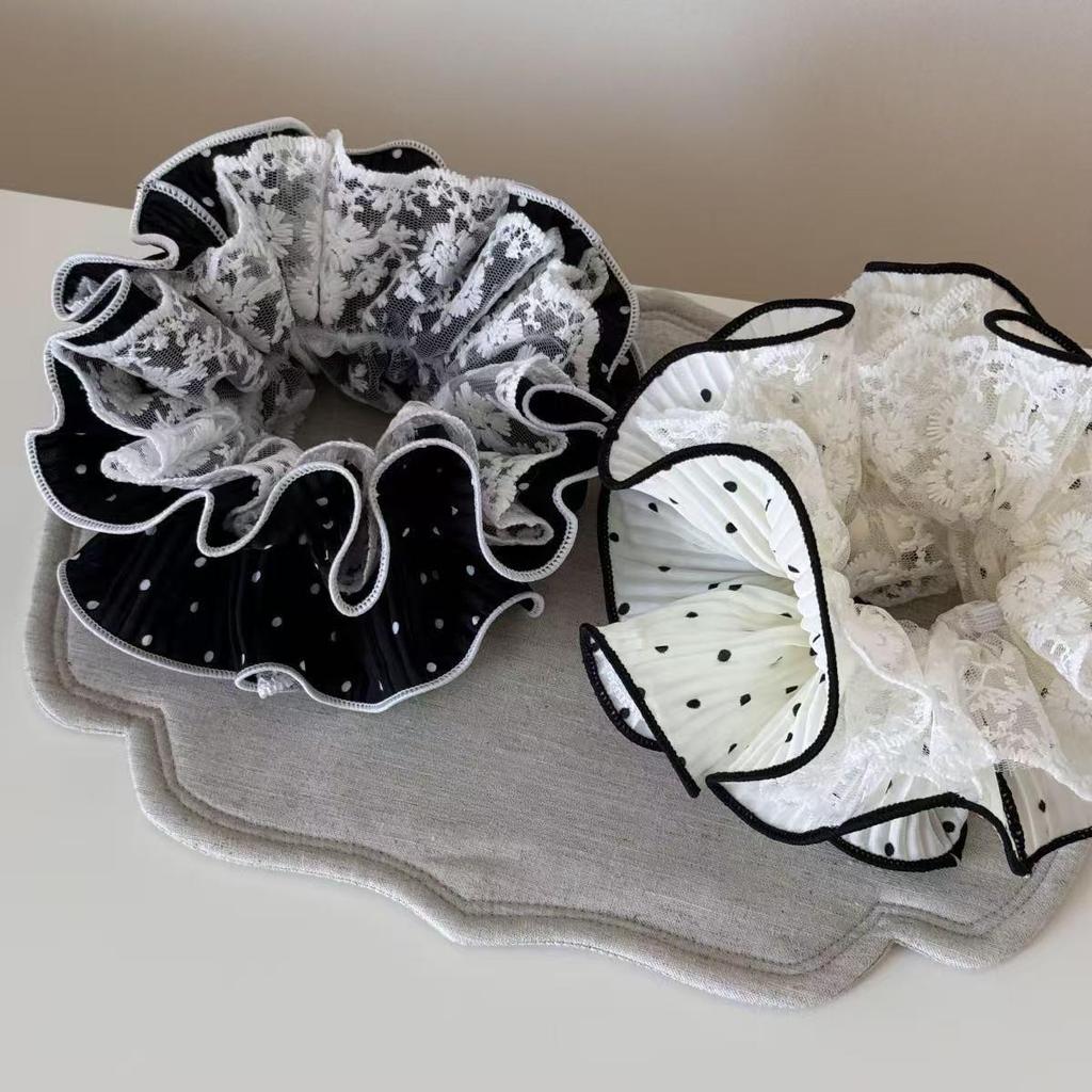 Korean Polka Dot Lace Hair Tie: Sweet, Versatile Women's Headband & Bun Accessory