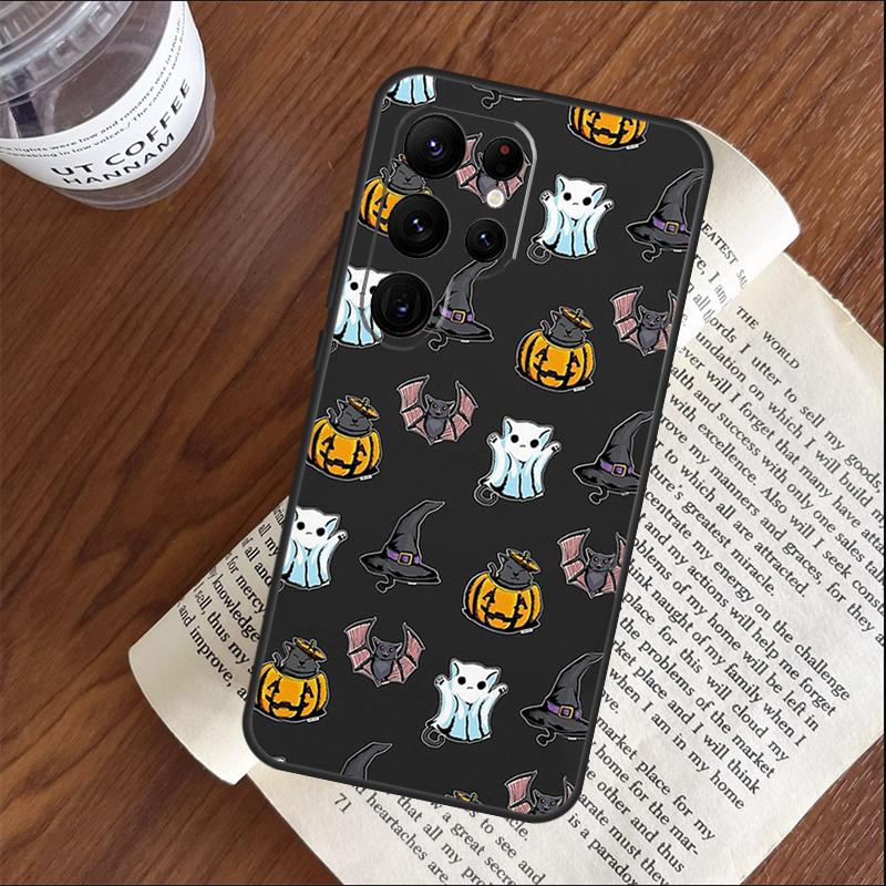 Cute Halloween Ghost Bat Phone Case For Samsung Galaxy S25 S24 S23 S22 S21 Ultra S9 S10 Plus S20 FE Funda Cover Shell